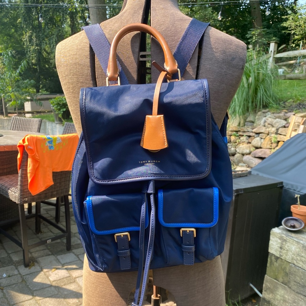 Tory Burch Perry Nylon Color-block Flap Backpack